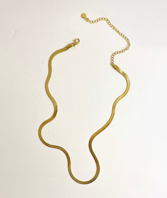 Gold Plated Snake Skin Necklace on plain white background